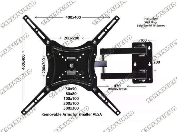 &++ SOPORTE UNIVERSAL PARED CON BRAZO 14 A 55 HDL-117B