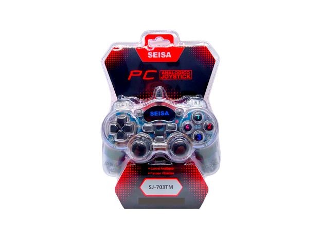 &u+ JOYSTICK PC DUAL SHOCK TRANSPARENTE ILUMINADO SJ-703TM
