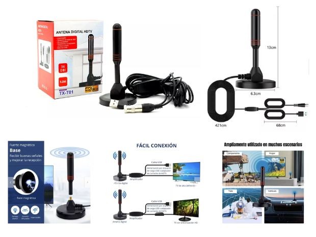 &u+ANTENA TV DIGITAL TDA INTERIOR COAXIAL 5MT TX-T01