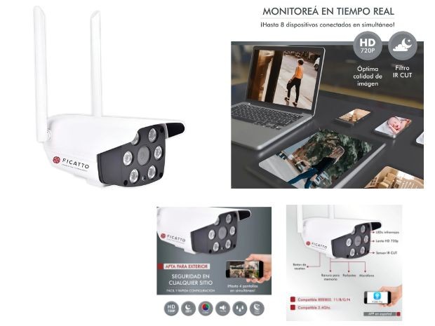 &u+ CAMARA IP WIFI IEXTERIOR HD WIFI FICATTO (IPCAMEXTHDW)