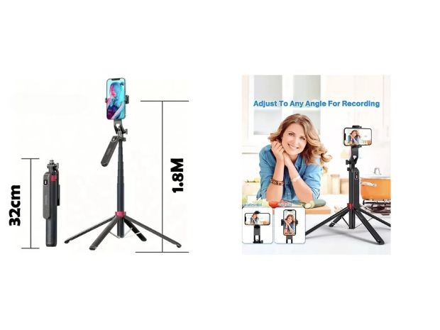 &uu  TRIPODE  CELULAR Y GOPRO + BT  + SEGUIMIENTO 1,8MTS WEP-Q185