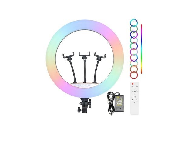 &uu ARO DE LUZ LED SELFIE RGB 45CM HX-MJ45