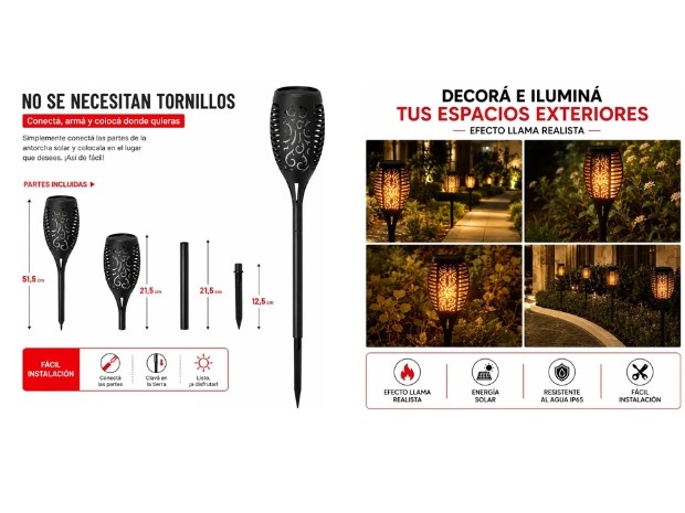&uu ANTORCHA SOLAR EXTERIOR JARDIN JK-2003