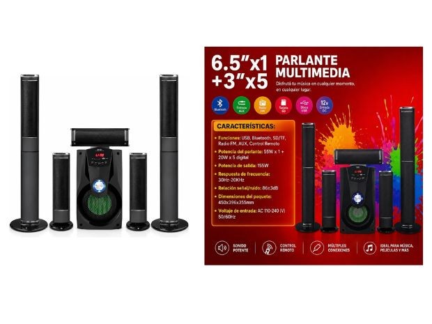 &ua PARLANTE BT BLUETOOTH HOME THEATER 5.1 YX-S1156