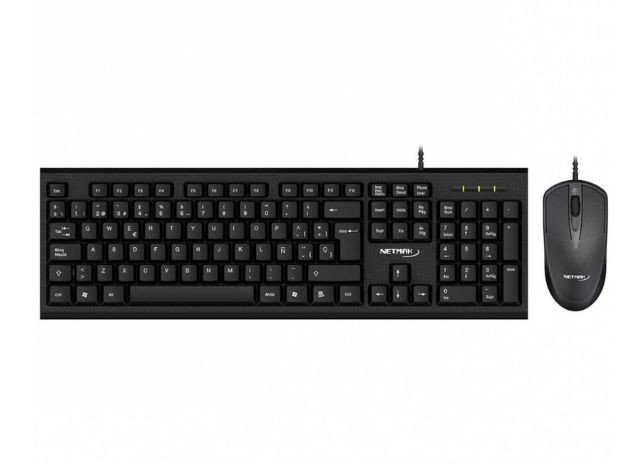 &ua KIT TECLADO PC CON CABLE + MOUSE NETMAK NMKB340
