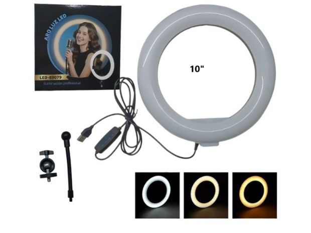&ua ARO DE LUZ LED SELFIE PARA CELULAR 25 CM (83079)