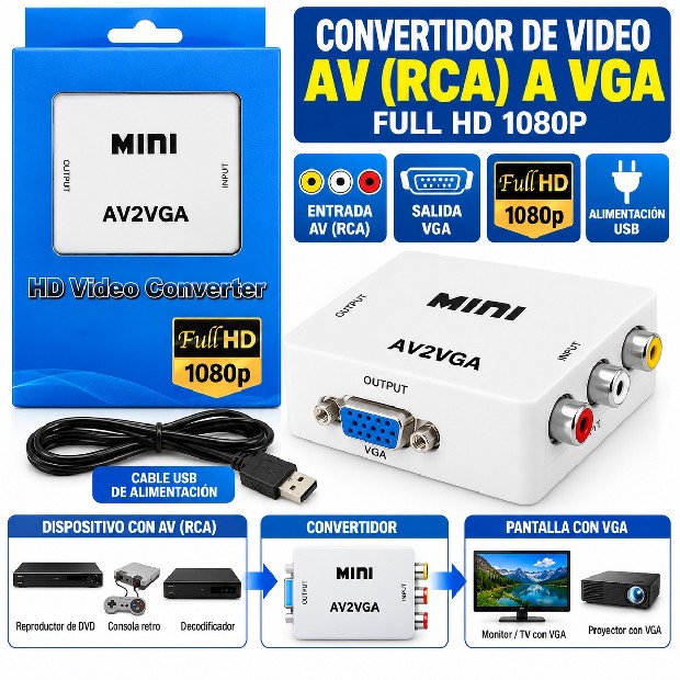 &ua   CONVERTIDOR VIDEO AV A VGA